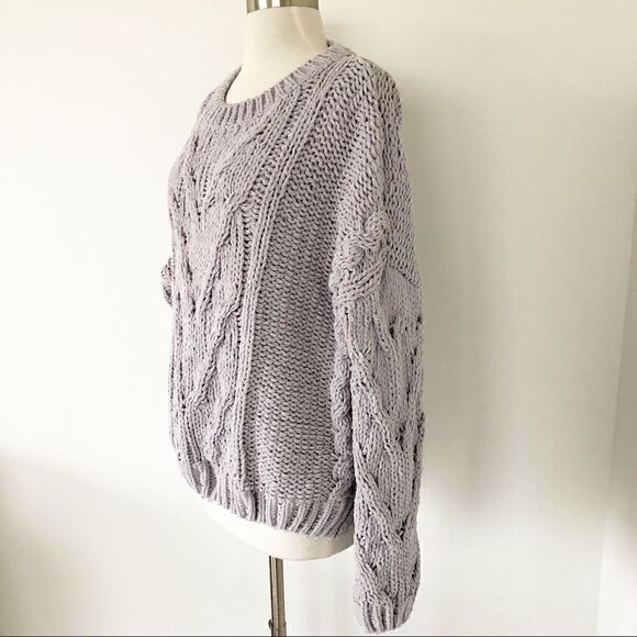 J.O.A. Gray Cable Knit Pullover Chunky Sweater - Picture 4 of 13